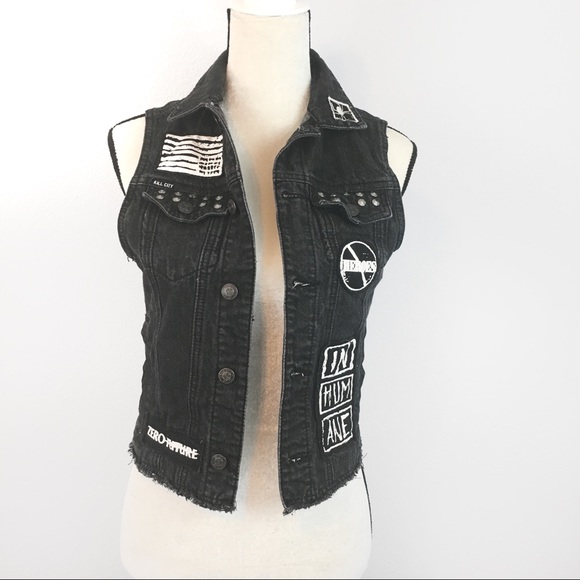 black denim vest for patches